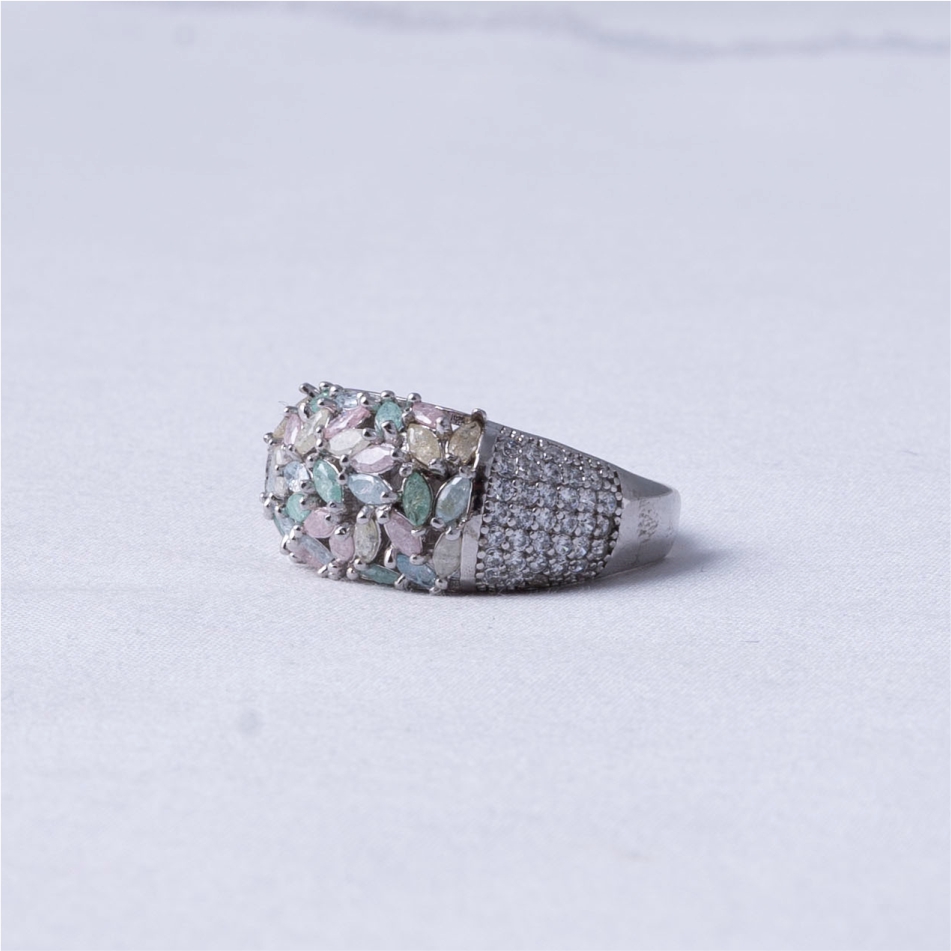 Pastel Multi-Stone Designer 925 Silver Ring - Image 3