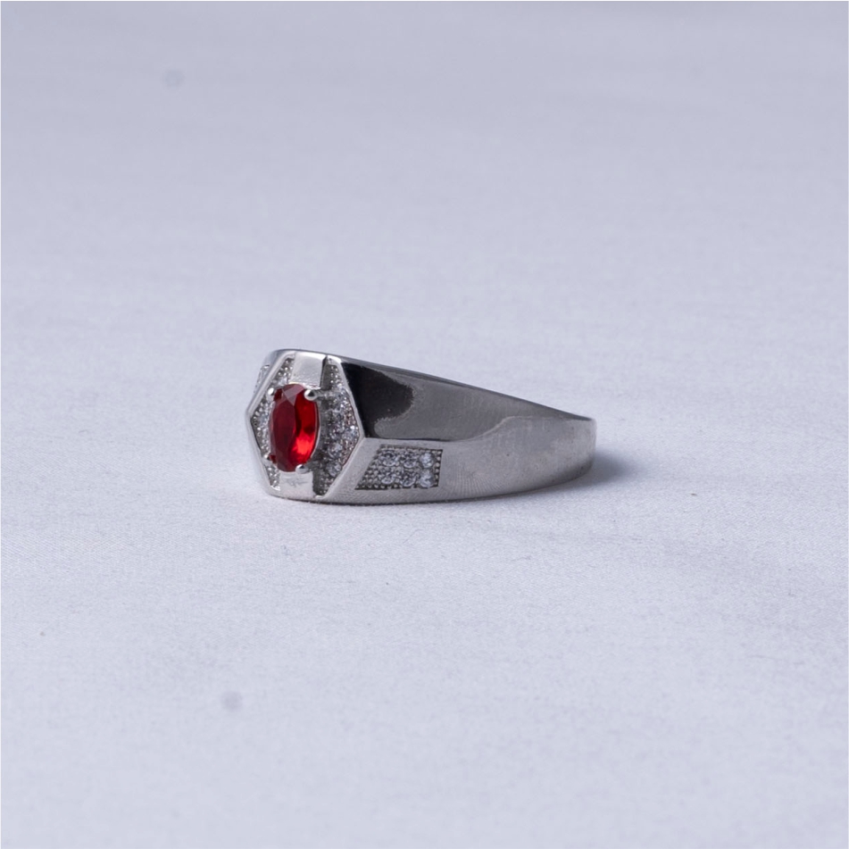 Ruby Geometric Signet Men Ring - Image 3