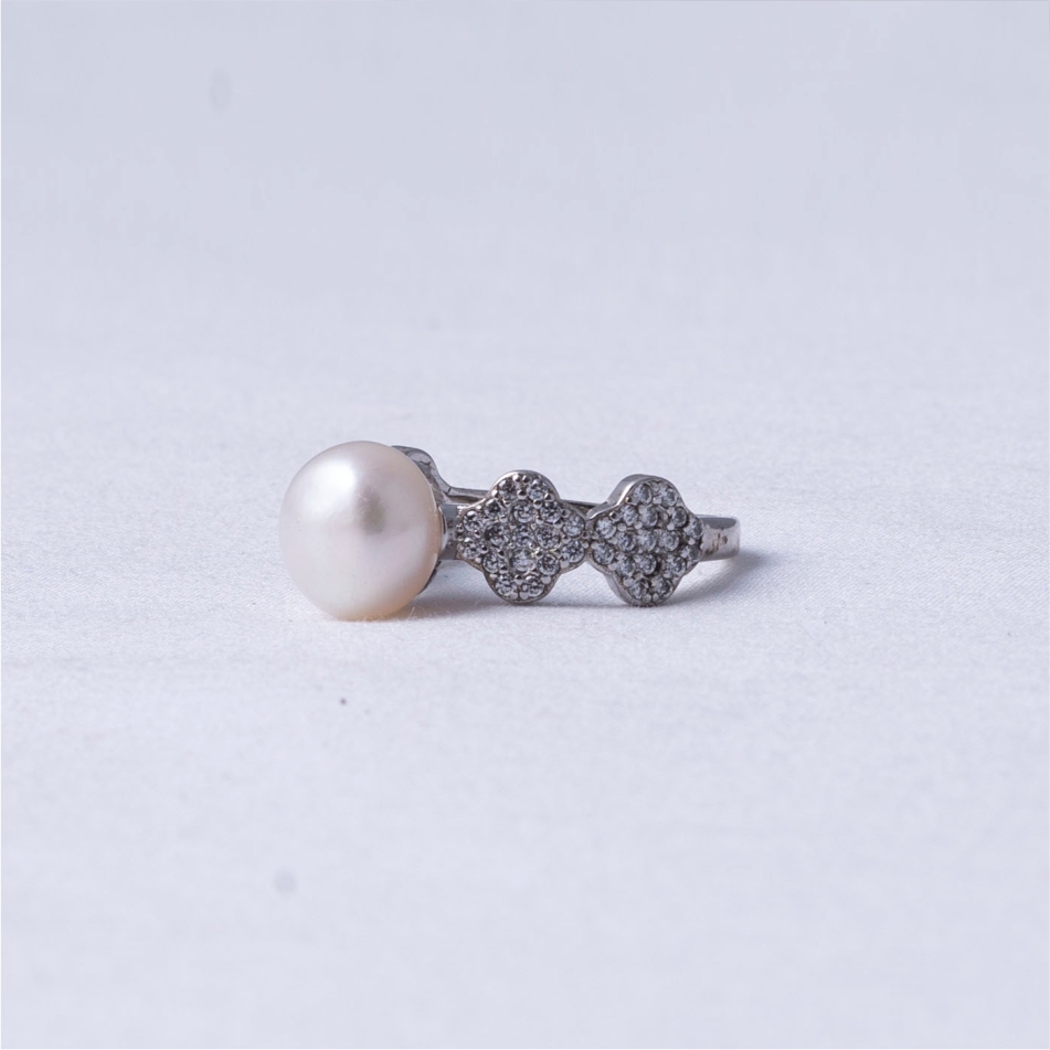 Pearl Bow Design 925 Silver Ring - Image 3