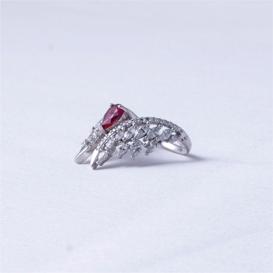 Ruby Butterfly Design 925 Silver Ring - Image 3