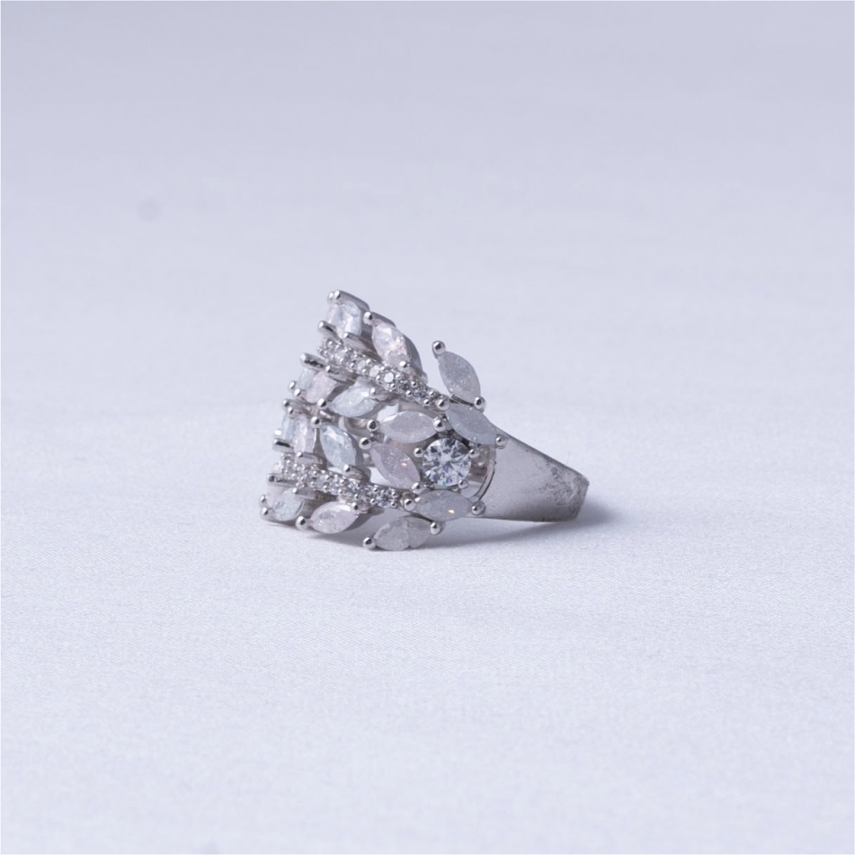 Marquise Leaf Openwork 925 Silver Ring - Image 3
