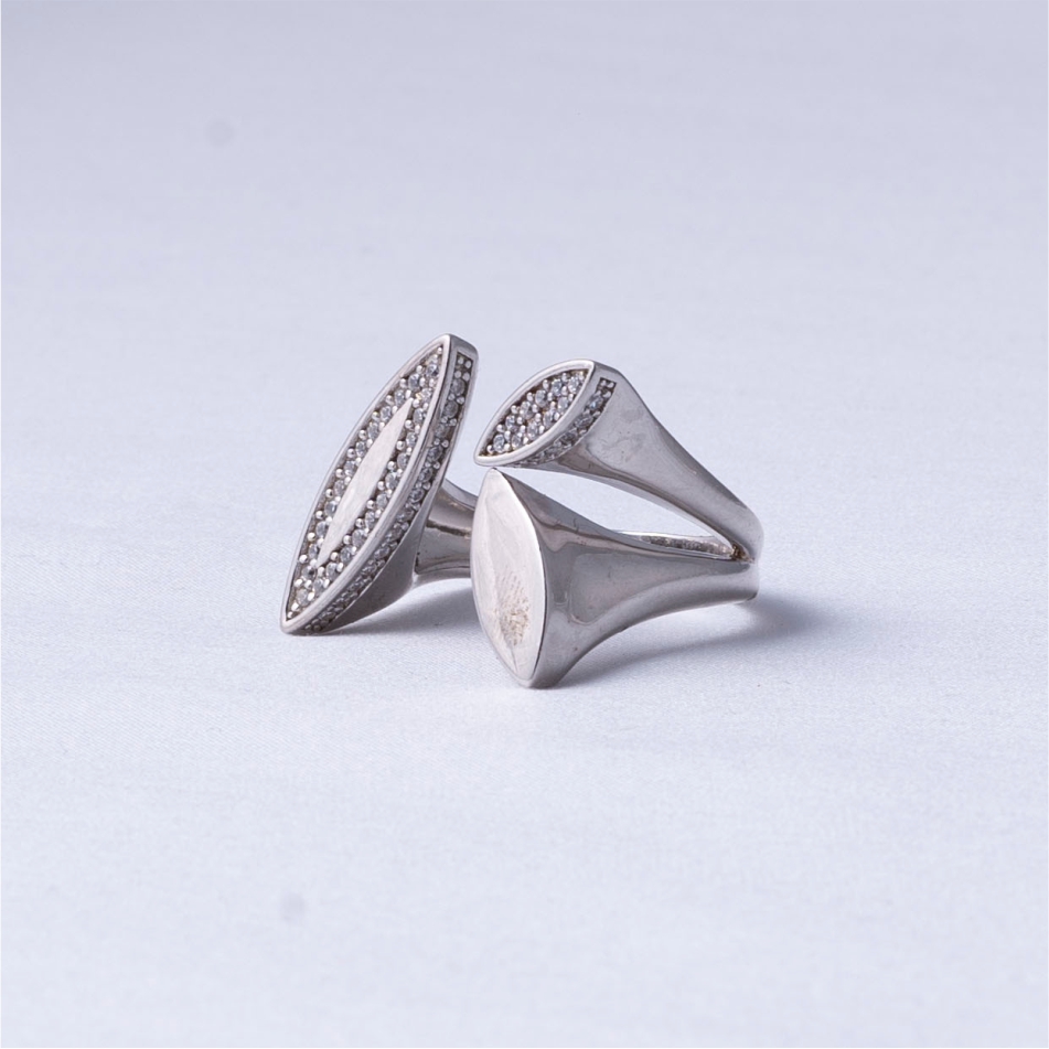Dual Marquise Open Design 925 Silver Ring