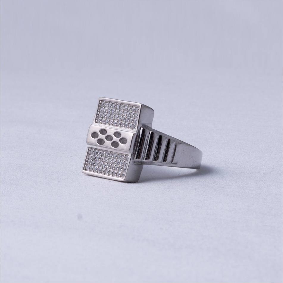 Dual Panel CZ Silver Ring - Image 3
