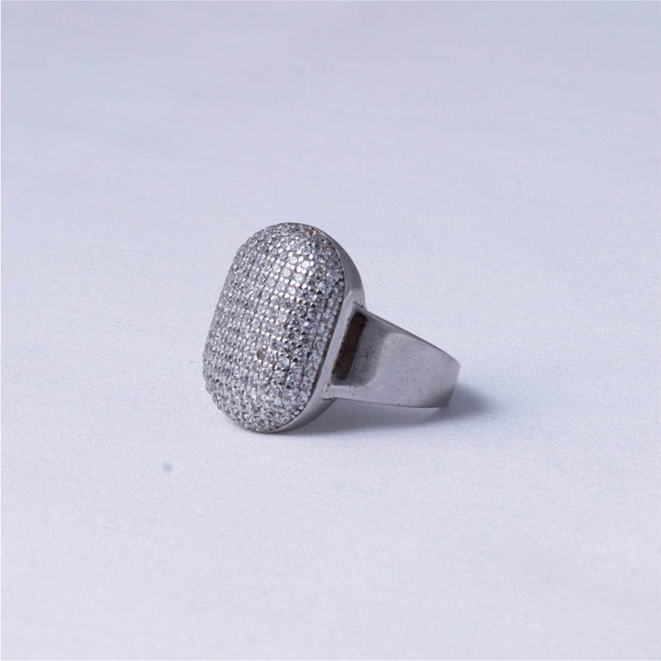 Oval Pavé CZ Statement Ring - Image 3
