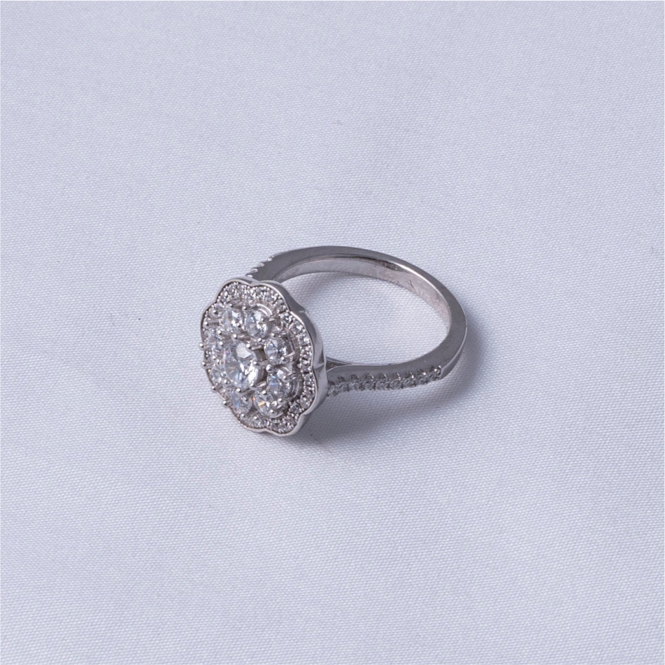 Floral Halo CZ Cluster Ring - Image 4
