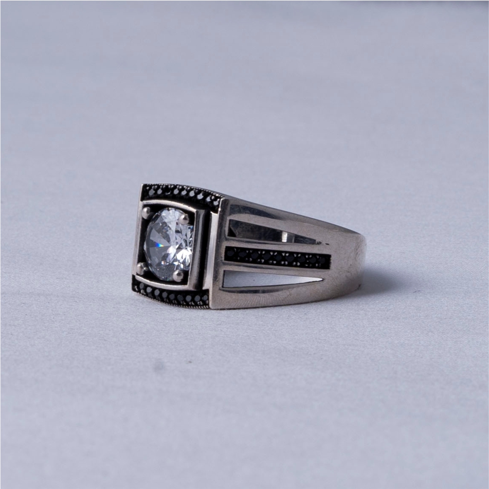 Black Diamond Style 925 Silver Ring - Image 4