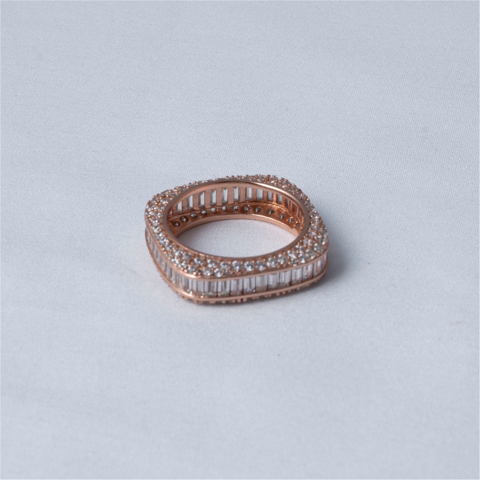 Rose Gold CZ Eternity Band Ring - Image 4