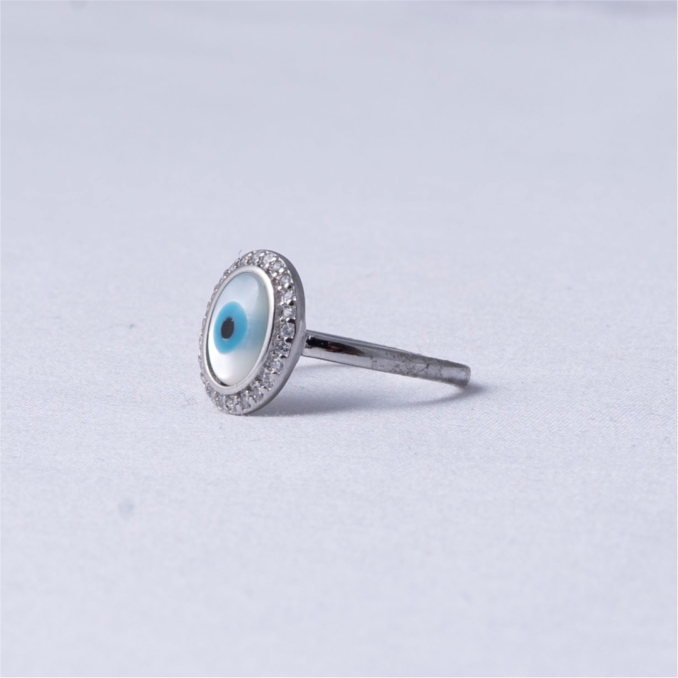 Evil Eye Halo Silver Ring - Image 3