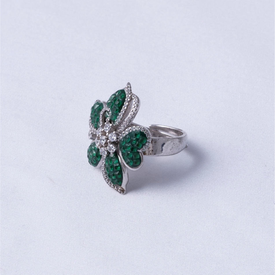 Emerald Blossom Statement Ring - Image 4