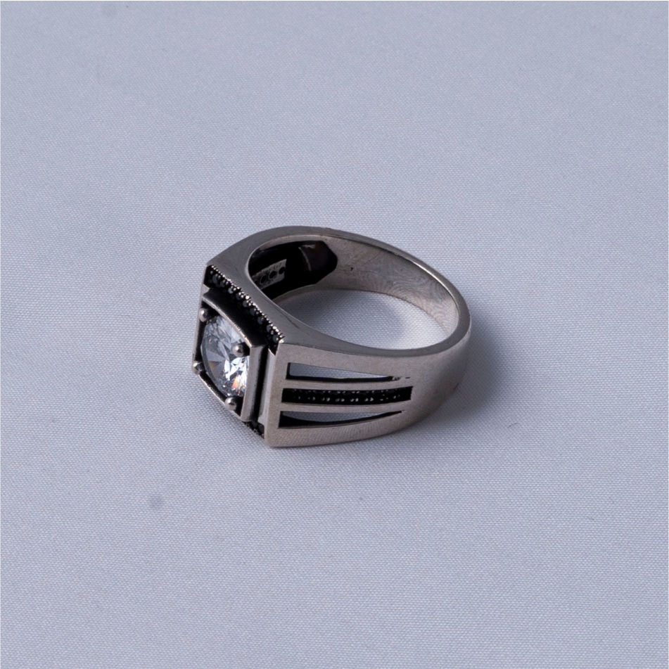 Black Diamond Style 925 Silver Ring - Image 3