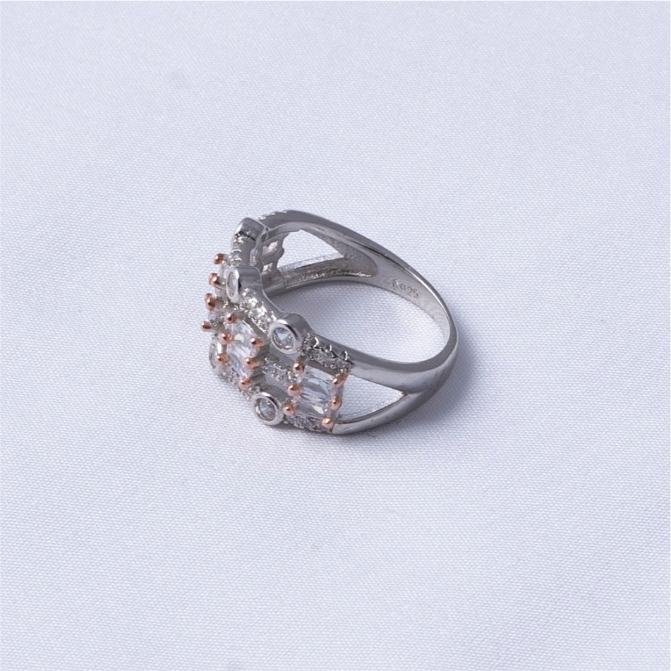 Rose Gold Diamond Style 925 Silver Ring - Image 4