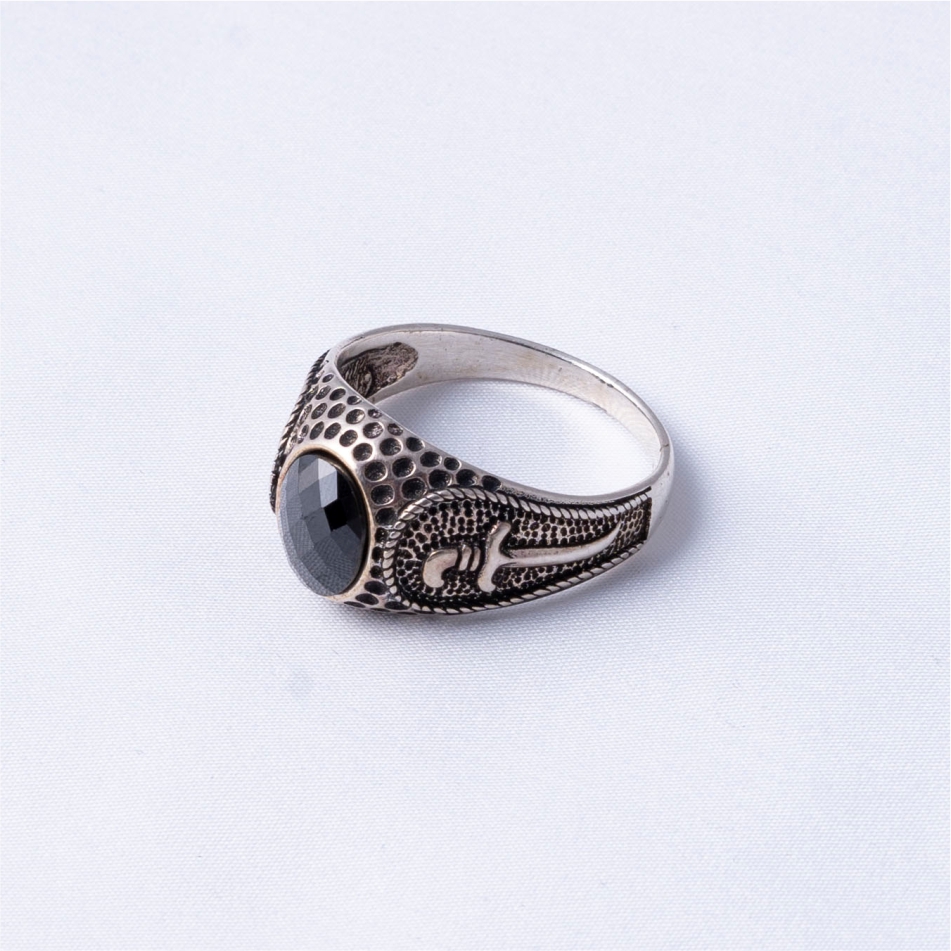 Black Oval Stone 925 Silver Ring - Image 4