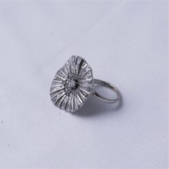925 Silver Sunburst Halo Statement Ring - Image 4
