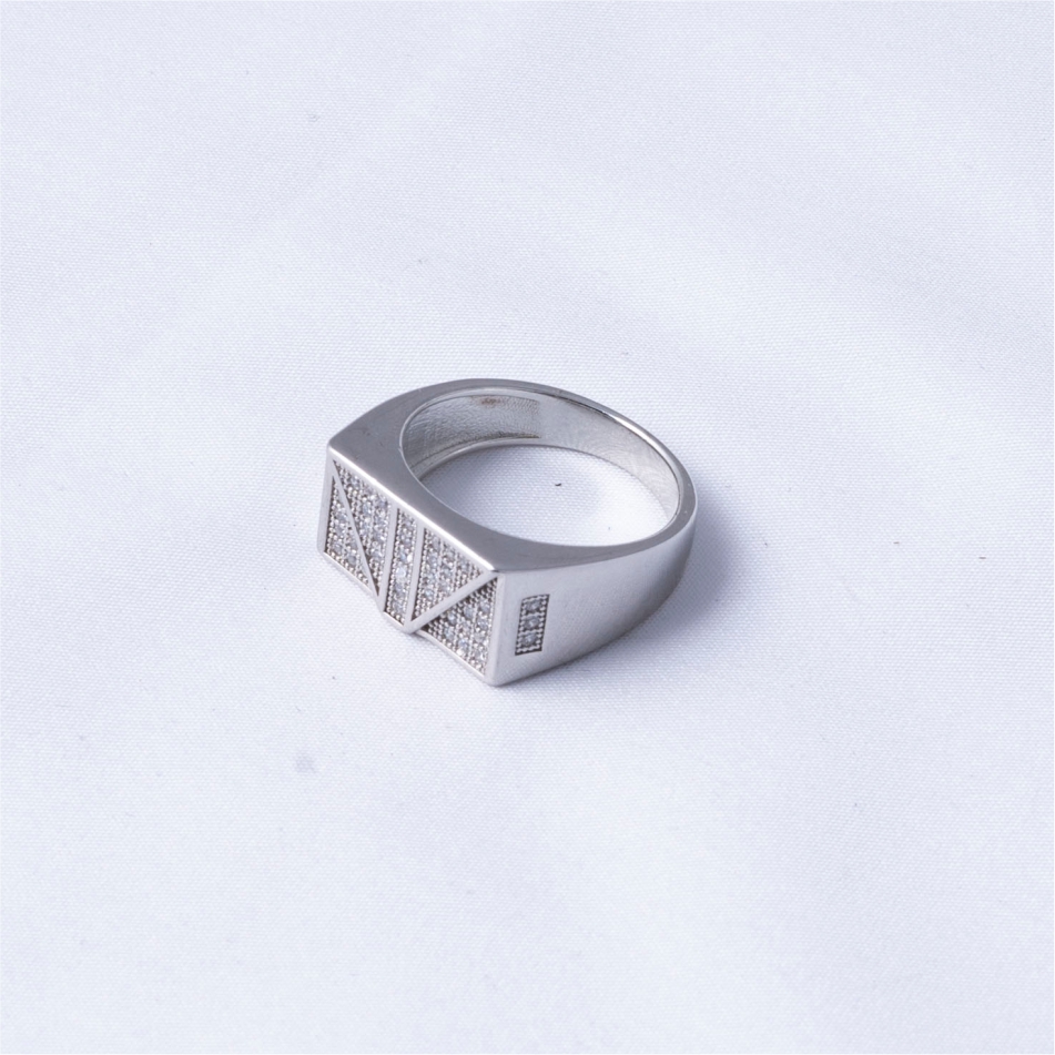 Geometric Pave 925 Silver Ring - Image 4
