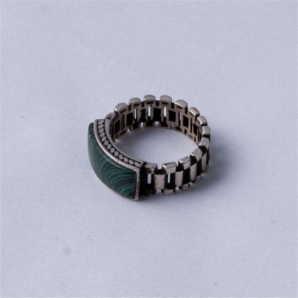Green Stone Vintage 925 Silver Ring - Image 2