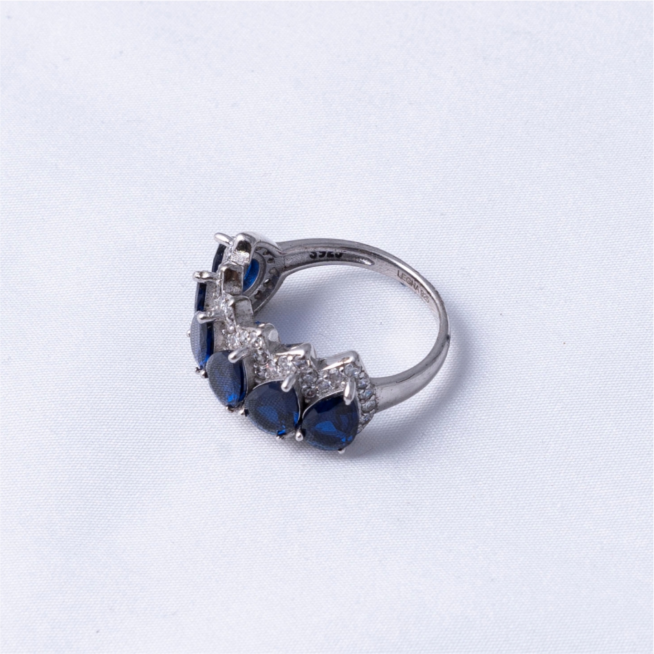 Blue Pear Crown 925 Silver Ring - Image 4
