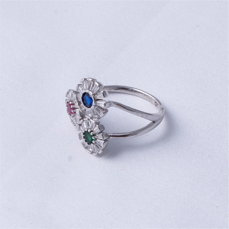 925 Silver Multicolor Daisy Flower Ring - Image 4