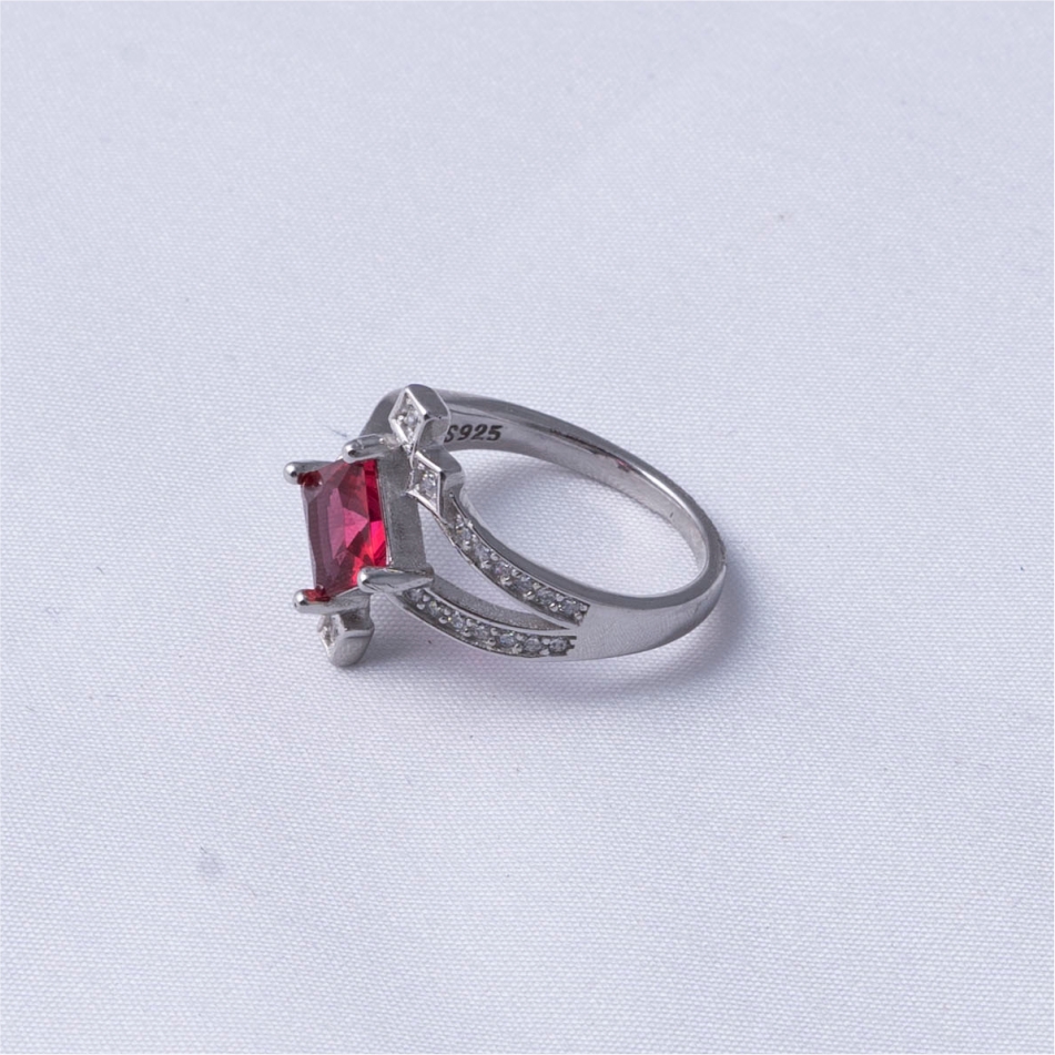 925 Silver Pink Princess Cut Ring - Image 4