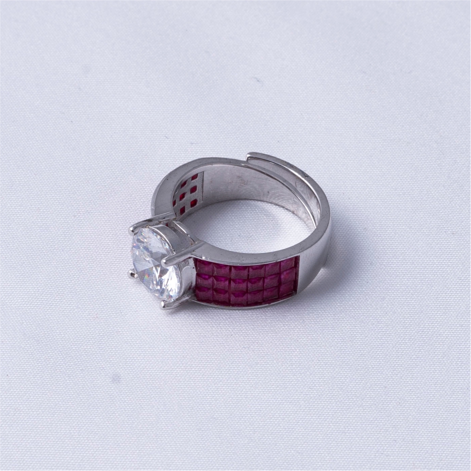 925 Silver Pink Halo Statement Ring - Image 4