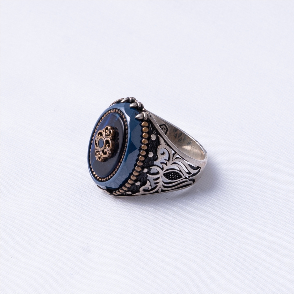 Blue Stone Vintage 925 Silver Ring - Image 4