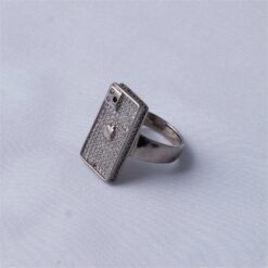 Alternative view of Rectangle Crystal Stone Oxidised 925 Silver Ring