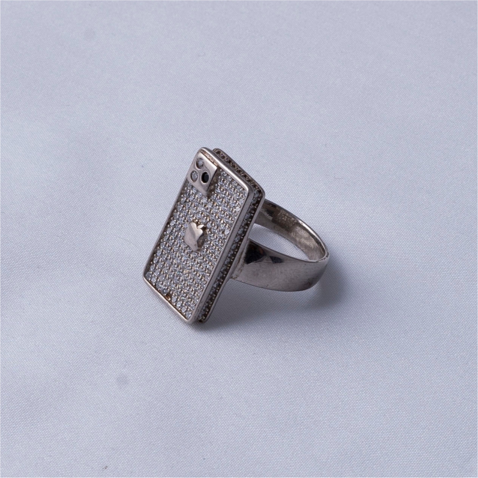 Rectangle Crystal Stone Oxidised 925 Silver Ring - Image 2
