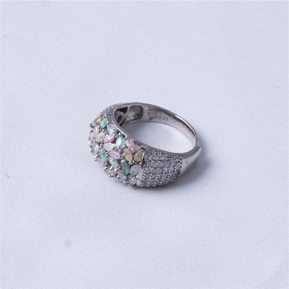 Pastel Multi-Stone Designer 925 Silver Ring - Image 4