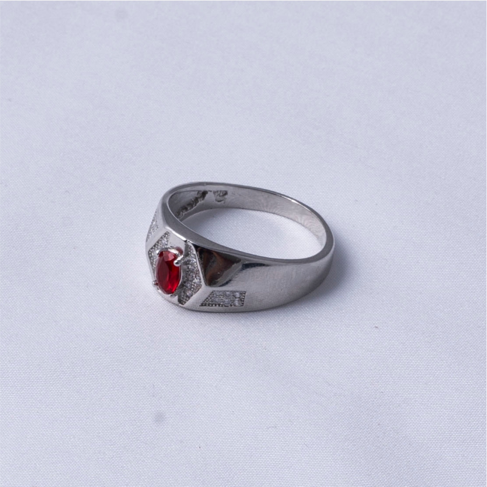Ruby Geometric Signet Men Ring - Image 4