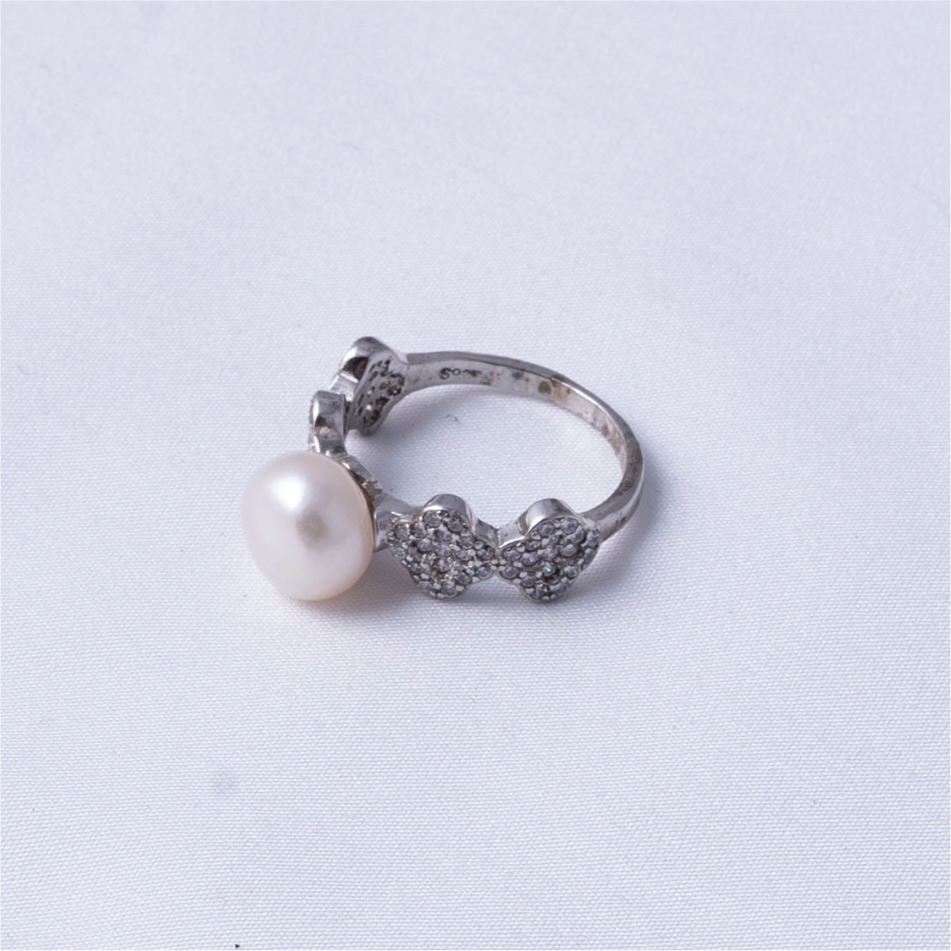 Pearl Bow Design 925 Silver Ring - Image 4