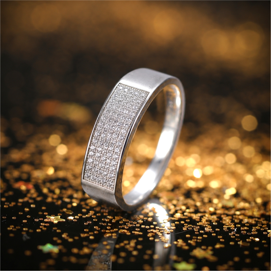 Diamond Pave Silver Band Ring - Image 2