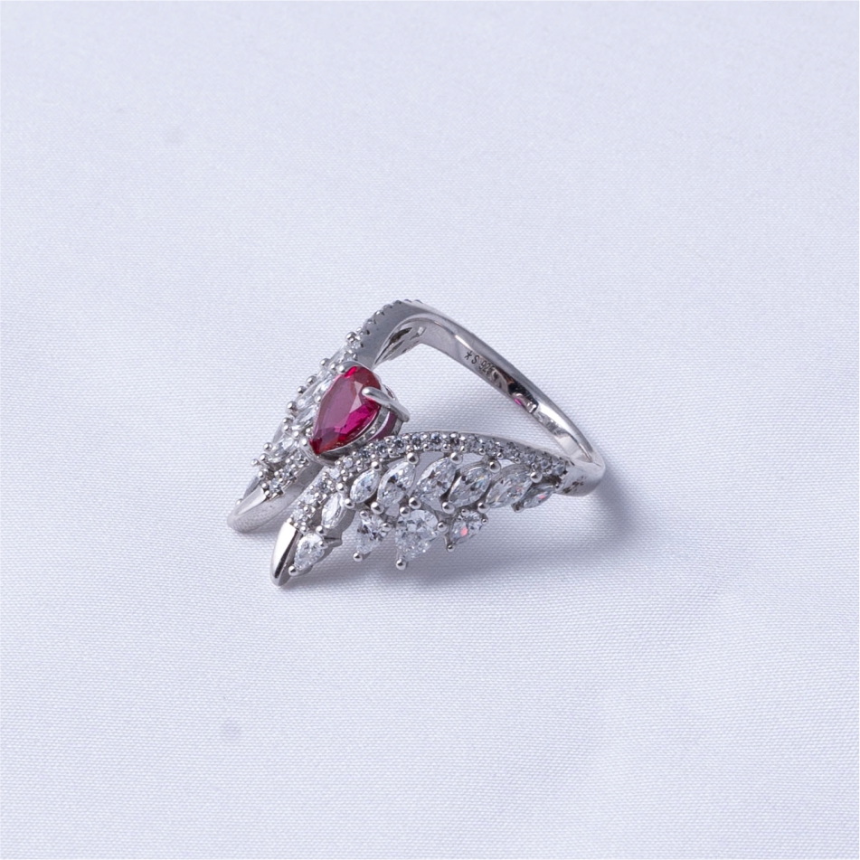 Ruby Butterfly Design 925 Silver Ring - Image 4