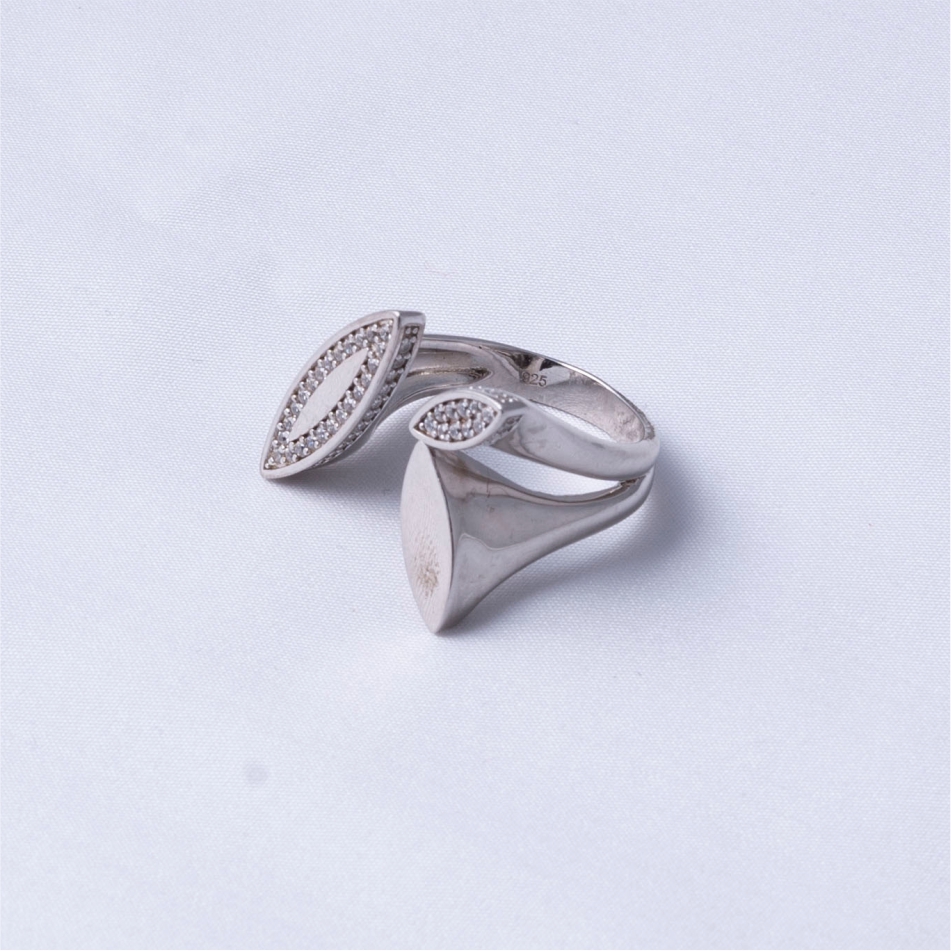 Dual Marquise Open Design 925 Silver Ring - Image 3