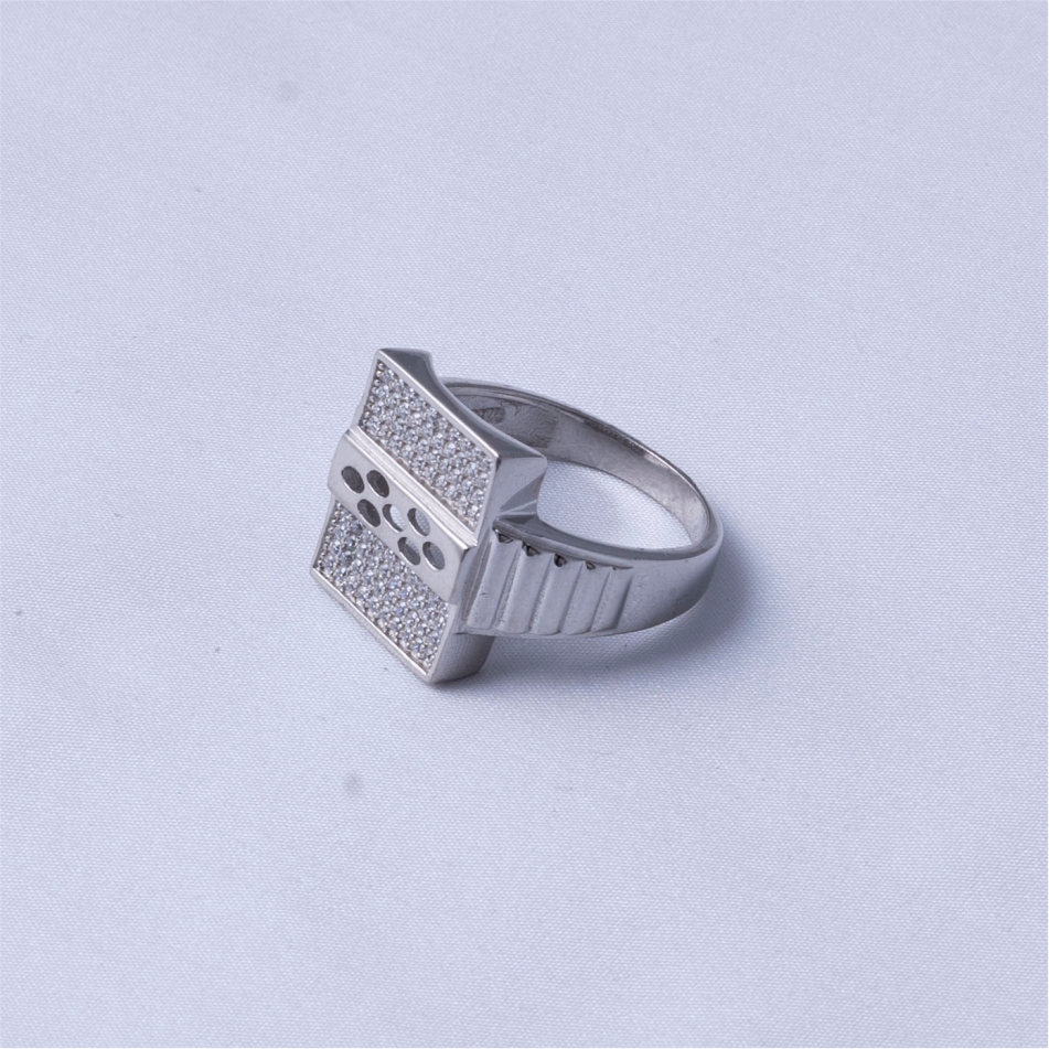 Dual Panel CZ Silver Ring - Image 4