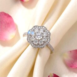 Alternative view of Floral Halo CZ Cluster Ring