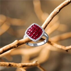 Alternative view of Ruby Red Cushion Halo Statement Ring