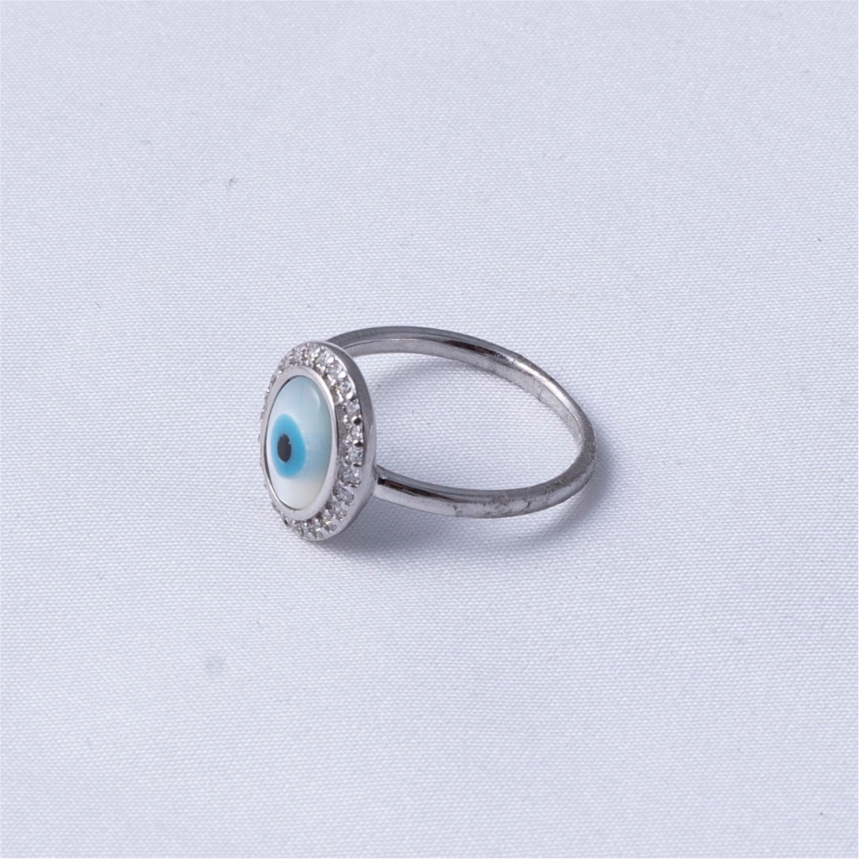 Evil Eye Halo Silver Ring - Image 4