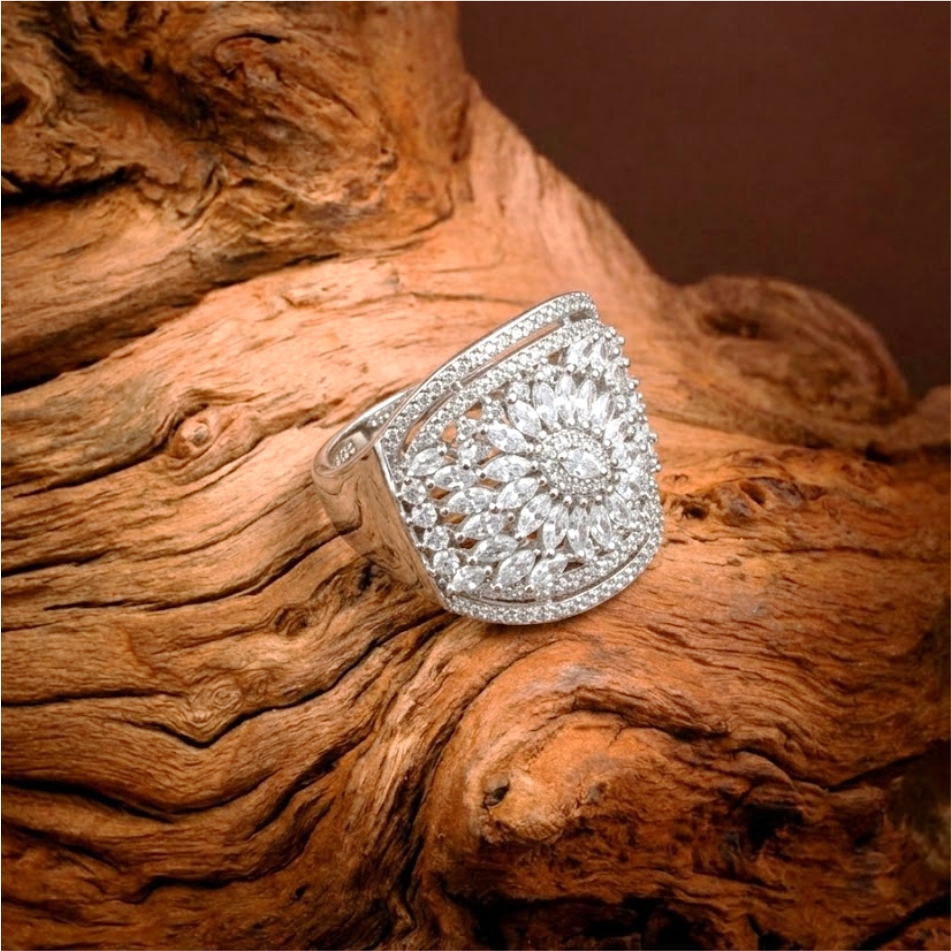 Royal Bloom CZ Statement Ring - Image 2