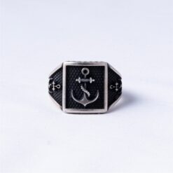 Anchor Design Oxidised 925 Silver Ring