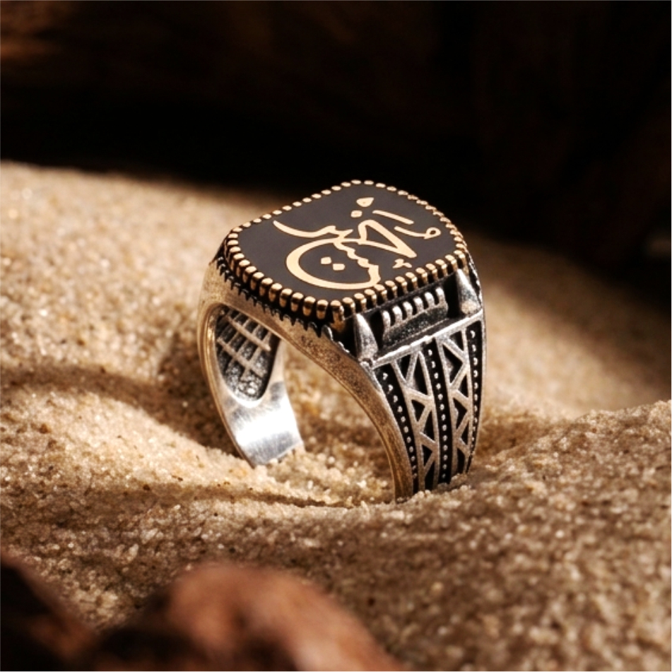 Arabic Calligraphy Oxidised 925 Silver Ring - Image 2