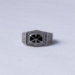Black CZ Geometric Shield Statement Ring