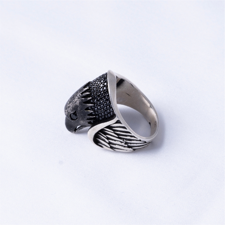 Black Eagle Head Statement Ring - Image 4