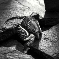 Alternative view of Black Eagle Head Statement Ring