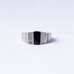 Black Onyx & CZ Signet Ring