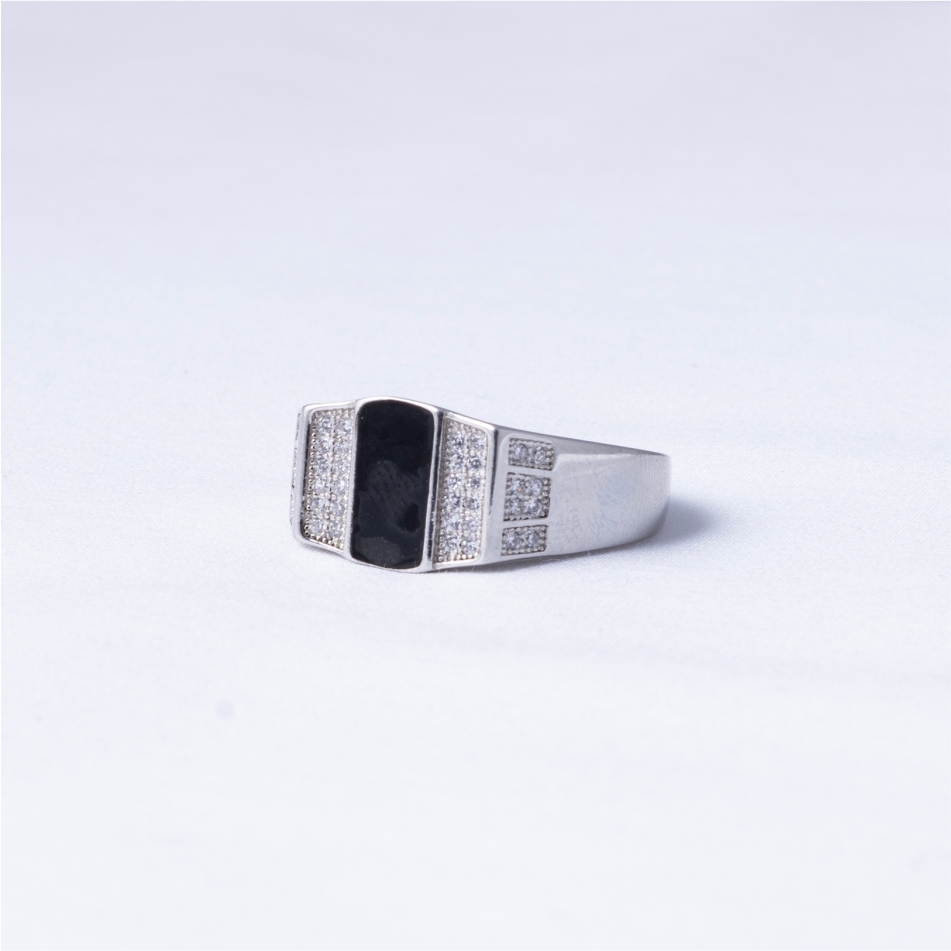 Black Onyx & CZ Signet Ring - Image 3