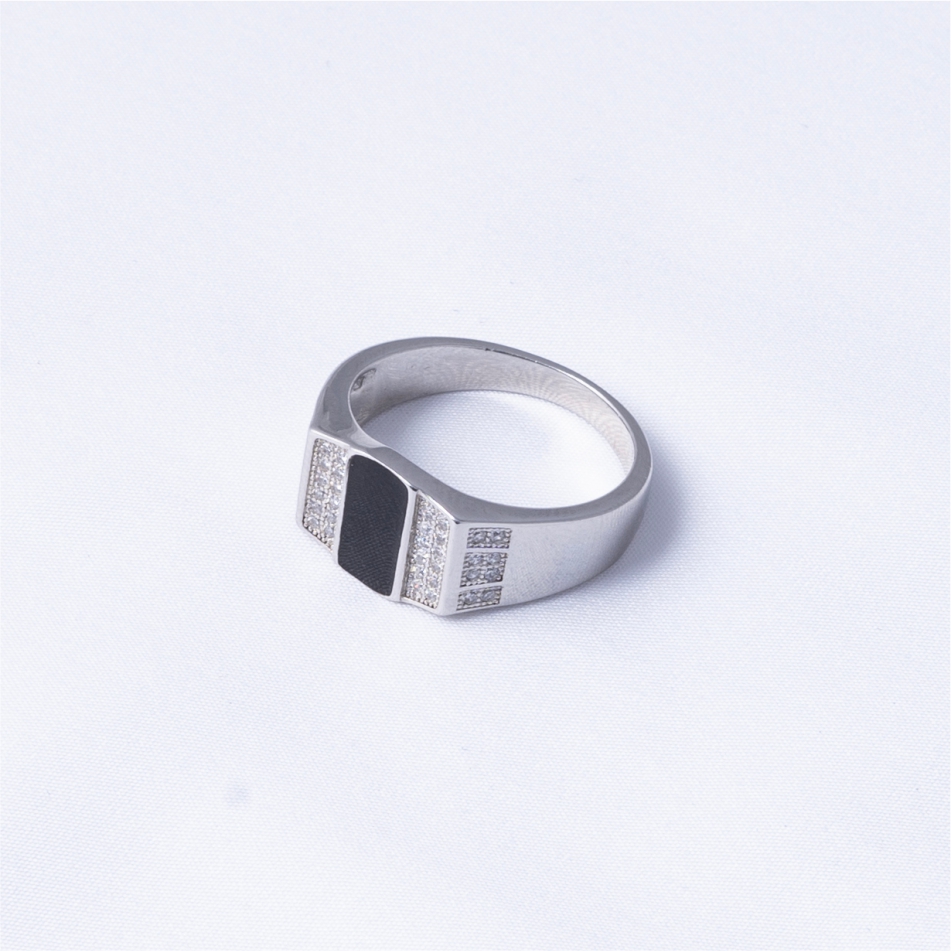 Black Onyx & CZ Signet Ring - Image 4