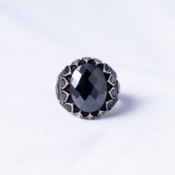 Black Onyx Oxidised 925 Silver Ring