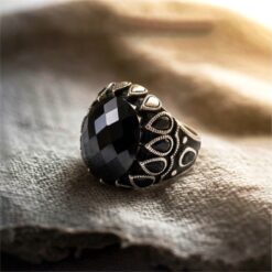 Alternative view of Black Onyx Oxidised 925 Silver Ring
