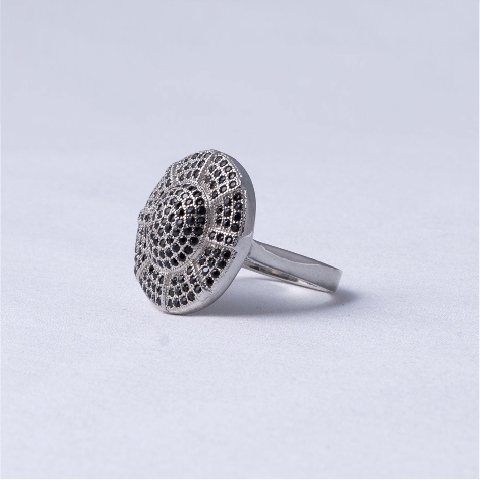 Black Stone Oxidised 925 Silver Ring - Image 3