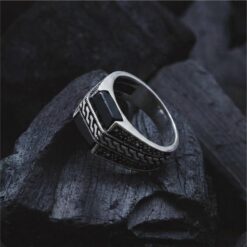 Alternative view of Black Stone Oxidised 925 Silver Ring