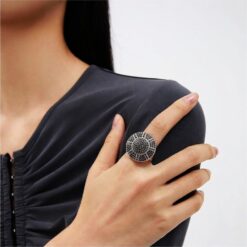 Alternative view of Black Stone Oxidised 925 Silver Ring